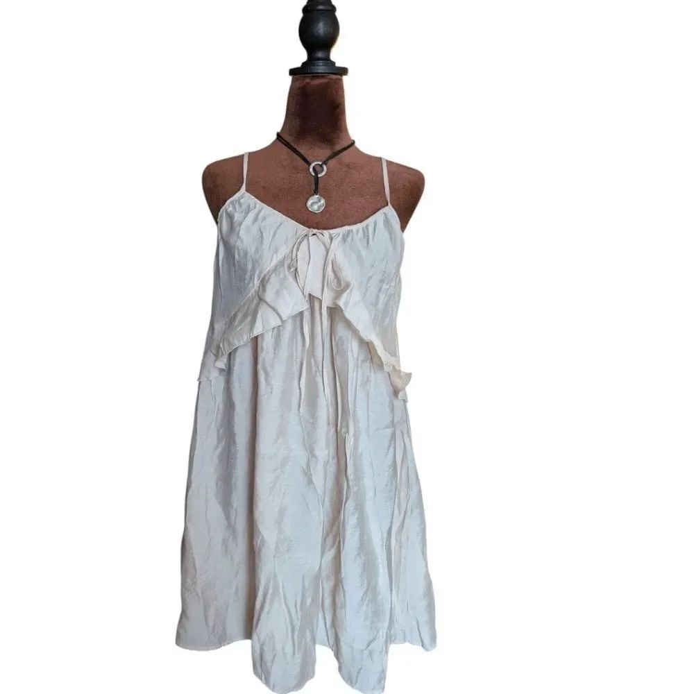 HM Dainty Cream Slip Ruffle Dress S - Picture 2 of 6